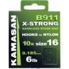 Kamasan B911 X-Strong Barbless Spade End Hooks To Nylon - Size 12 - 8Lb