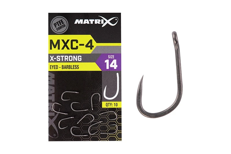 Matrix MXC-4 Ultimate Strength Barbless Eyed Hooks - Sz 14 1 Matrix MXC-4 Ultimate Strength Barbless Eyed Hooks - Sz 14