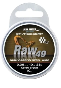 Savage Gear Raw49 High Carbon Steel Wire - 10m Uncoated Brown - 0.36mm 24lbs/11kg